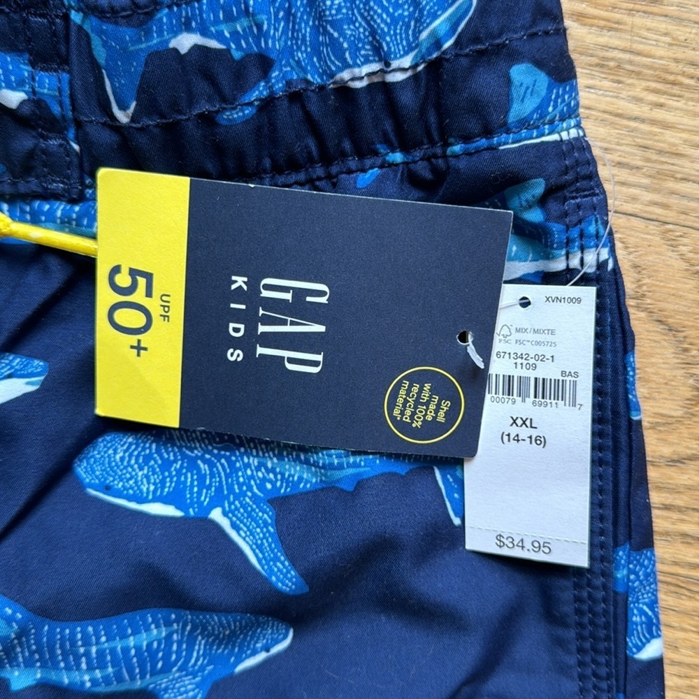 Old Navy Swim Trunks navy sharks size XXL NWT - Picture 2 of 8
